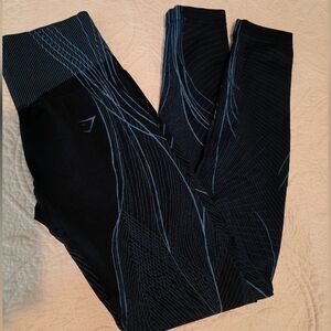 Gymshark X Analis Cruz Leggings with Light Blue Wave Accents